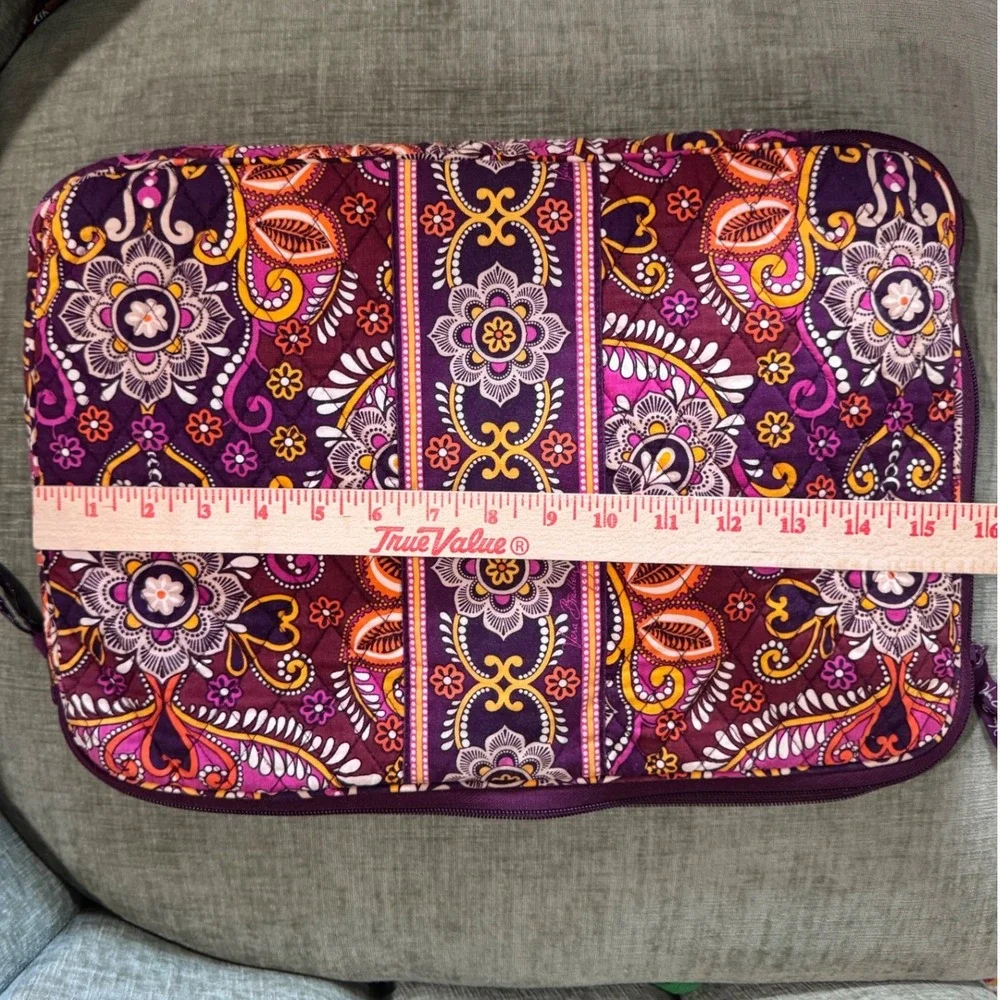 Vera Bradley Laptop Sleeve 15 Inch Safari Sunset Purple Paisley Quilted Padded